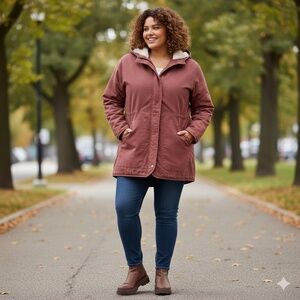 Universal Thread Women's Sherpa Lined Anorak Utility Jacket “Burning Rose" 3XL